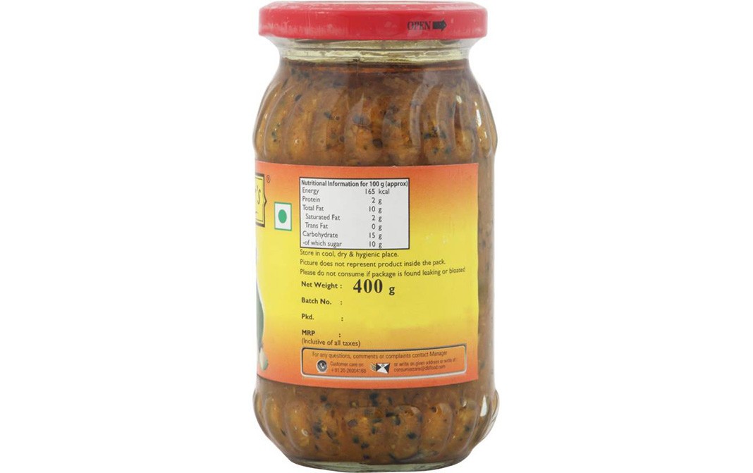 Mother's Recipe Punjabi Mango Pickle    Glass Jar  400 grams